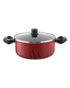 Tefal G6 Tempo Flame 24cm Dutch Oven with Lid, Titanium Non-Stick Coating, Thermo-Signal Technology, Deep Cooking Pot | Red - C3044685