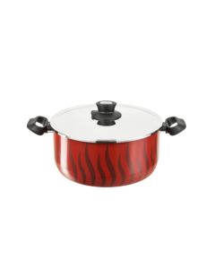 Tefal G6 Tempo Flame 28cm Dutch Oven with Lid, Titanium Non-Stick Coating, Even Heat Distribution, Deep Cooking Pot | Red - C3045383