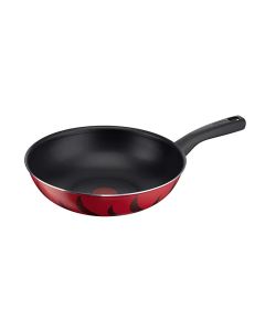 Tefal G6 Tempo Flame 28cm Wok Pan, Titanium Non-Stick Coating, Thermo-Signal Technology, Deep 3.6L Capacity | Red - C3041983