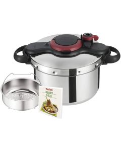 Tefal Clipso Minut Easy Pressure Cooker, 7.5L Stainless Steel Cooker, Induction Compatible, One-Hand Opening System - P4624866