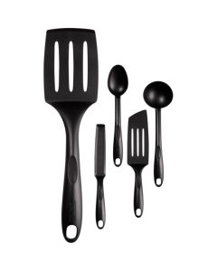 Tefal Bienvenue Kitchen Utensil Set, 5-Piece Heat-Resistant Cooking Tools, Non-Scratch Nylon Utensils, Ergonomic Handles - K001A504