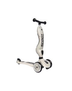 Scoot & Ride 2-In-1 Highway Kick 1 Scooter And Helmet S-M 1+ Years, Ultra-Low Seat Height For Stability, Adjustable 3-Stage Seat And Handlebar - Ash