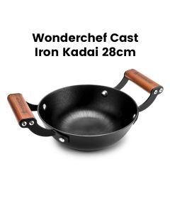 Wonderchef 28 cm Cast Iron Kadai - Black|63154906