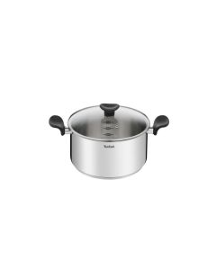 Tefal Primary Stainless Steel Stewpot, 24cm with Lid, Induction Compatible Cookware, Durable Stainless Steel Construction - E3084604