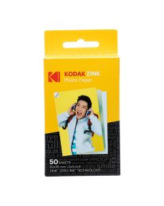 Kodak ZINK Photo Paper 50x76mm, 50 Sheets, Ink-Free Printing Technology, Smudge-Proof Water-Resistant Prints & Peel-and-Stick Backing | White - 840102190335
