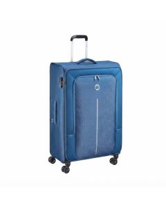 Delsey Caracas 82cm Large Expandable Softcase Check-In Luggage 4-Wheel Trolley, Shock-resistant Polyester & ABS, TSA Combination Lock | Night Blue