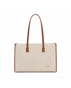 Mokobara The Skye Tote Bag 3.0 | Lightweight Vegan Leather Office Bag for Women | Fits 14-inch, Coconut Cream (Beige)