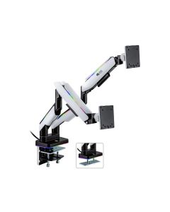 Epic Gamers Elite Dual Gas Spring RGB Monitor Arm – Adjustable Dual Monitor Mount Stand | White – EG-EDSMA-W