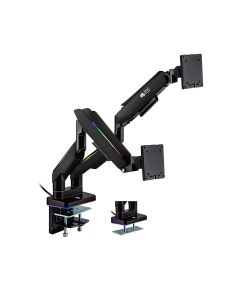 Epic Gamers Elite Dual Gas Spring RGB Monitor Arm – Adjustable Dual Monitor Mount Stand | Black – EG-EDSMA-B