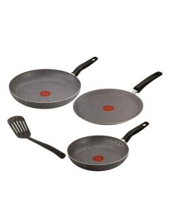 Tefal Natura 4-Piece Non-Stick Cookware Set, 20cm Frypan, 24cm Frypan, Pancake Pan, PTFE Coating, Aluminum - B867S485