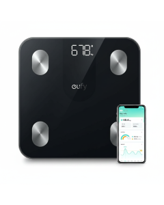 eufy Smart Scale A1 Bluetooth Body Fat & Digital Scale, 12 Body Measurements, High-Precision Sensors, App Sync, Slim Design - Black
