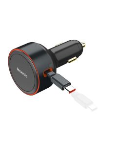 Moxedo Ultra Fast Car Charger 60W with Built-In Retractable USB-C Cable & Fast Charging | Black - MX-CC029