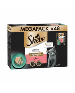 Sheba Premium Chicken Loaf Kitten Food - 48x70g Pouches of Real Chicken Goodness