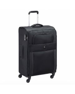Delsey CUZCO 55cm Cabin Trolley Luggage - Durable Polyester 4-Wheel Carry-On Suitcase | Black
