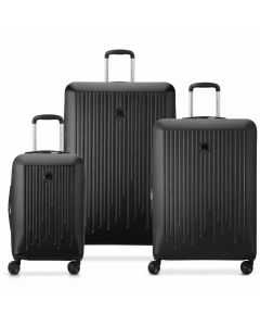 Delsey Christine Hardside Expandable Luggage Set, 3-Piece Durable Polycarbonate Spinner, TSA Combination Lock | Black