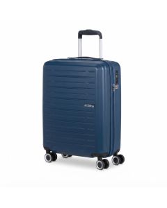 American Tourister Aerojoy Cabin Suitcase 55cm, Hard Shell ABS Spinner, 4 Wheels, TSA Lock | Dark Blue