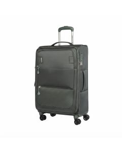 American Tourister Majoris + Softside Check-In Suitcase 70cm, Expandable Travel Bag with 4 Spinner Balsam Green, TSA Lock