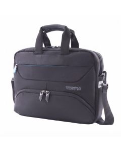 American Tourister Amber 15.6 Inch Laptop Briefcase, Durable 100% Polyester Business Bag for Men & Women | Blue