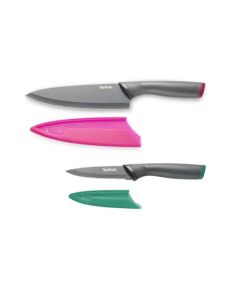 Tefal Fresh Kitchen Knife Set, 2-Piece Stainless Steel Blades, 9cm Paring Knife & Utility Knife, Ergonomic Handles, Kitchen Cutlery Set - K122S205