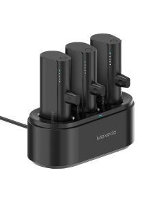 Moxedo 3-in-1 5000mAh Lightning Connector Power Bank - Compact Portable Charger with Built-In Cable for iPhone | Black