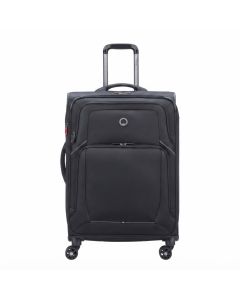 Delsey Optimax Lite Expandable 4-Wheel Trolley M, Lightweight Softside Suitcase with TSA, 100% Polyester, Integrated TSA Combination Lock | Black