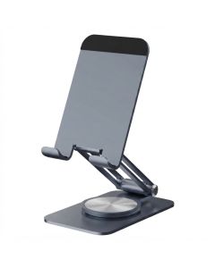Moxedo Holdex Mobile Phone Stand, 360° Rotating Base, Adjustable Aluminum Desktop Holder, Stable Weighted Base, Universal Smartphone Compatibility | Silver - MX-PSD01