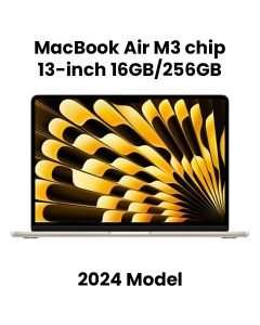 Apple MacBook Air 16GB RAM 256GB SSD 13 Inch, M3 Chip, 8-Core CPU And 8-Core GPU, Liquid Retina Display - Starlight - MC8J4ZS/A