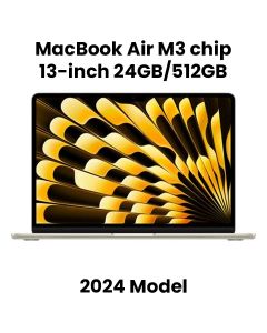 Apple MacBook Air 24GB RAM 512GB SSD 13 Inch, M3 Chip, 8-Core CPU And 10-Core GPU, Liquid Retina Display - Starlight - MC8P4AB/A