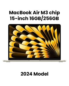 Apple MacBook Air 16GB RAM 256GB SSD 15 Inch, M3 Chip, 8-Core CPU And 10-Core GPU, Liquid Retina Display - Starlight - MC9F4ZS/A