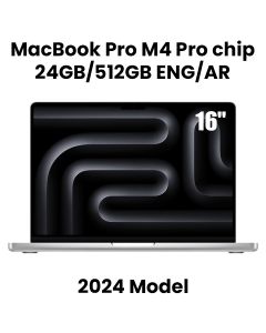 Apple MacBook Pro 24GB RAM 512GB SSD 16 Inch, English And Arabic Keyboard, M4 Pro Chip, Liquid Retina XDR Display - Silver - MX2T3AB/A