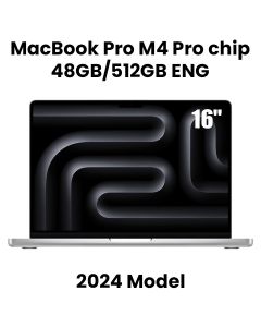 Apple MacBook Pro 48GB RAM 512GB SSD 16 Inch, English And Arabic Keyboard, M4 Pro Chip, Liquid Retina XDR Display - Silver - MX2U3ZS/A