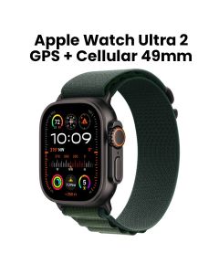 Apple Watch Ultra 2 GPS + Cellular Medium 49mm, Precision Dual-Frequency, Cellular Connectivity - Black Titanium Case With Dark Green Alpine Loop - MX4R3QA/A
