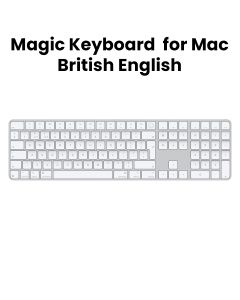 Apple Magic British English Keyboard With Touch ID, Numeric Keypad For Mac Models With Apple Silicon, Compact And Lightweight Design - White - MXK73B/A